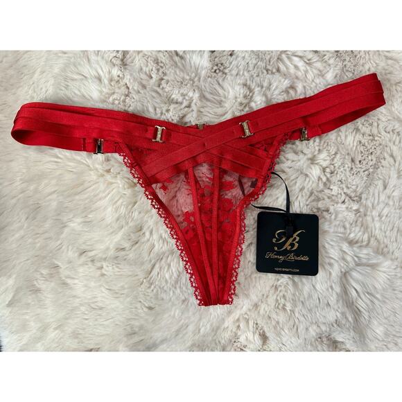RARE🔥 Honey Birdette LUCILLE❤️ Red Lace Thong XS